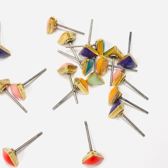 Triangle Gold Base Earring - Spring Orange - Picture 2 of 2